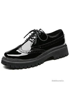 Patent Leather Platform Oxfords Non-Slip Work Dress Shoes